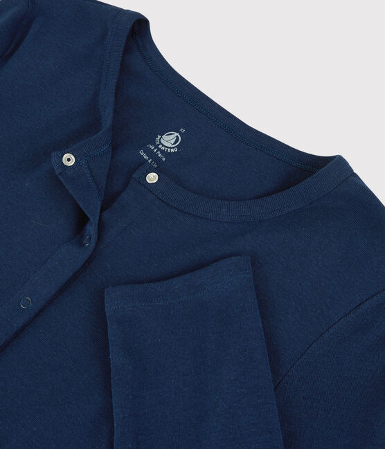 Women's Plain Linen and Cotton Blend Cardigan MEDIEVAL blue