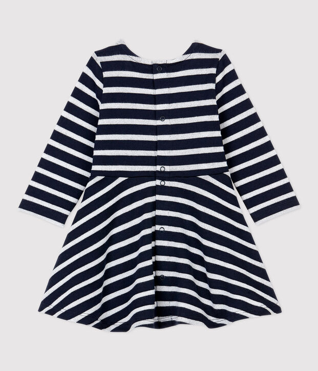 Babies' Fleece Dress blue/MARSHMALLOW ARGENT BRILLANT