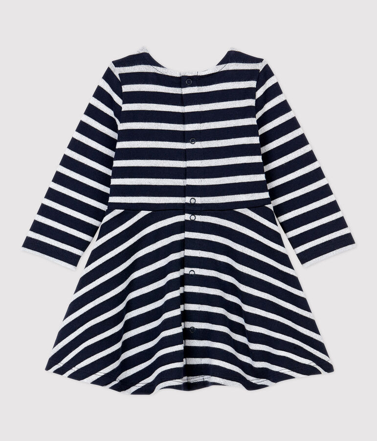 Babies' Fleece Dress SMOKING blue/MARSHMALLOW ARGENT BRILLANT