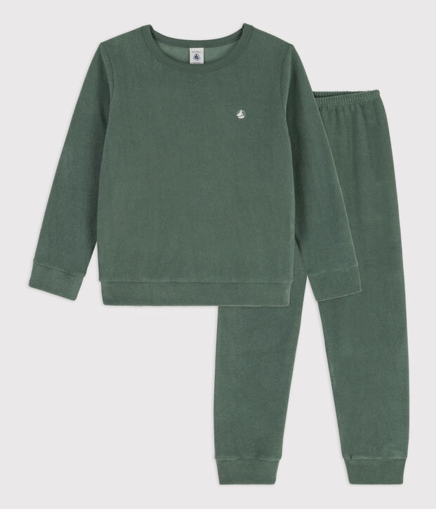 Children's Unisex Brushed Terry Pyjamas green