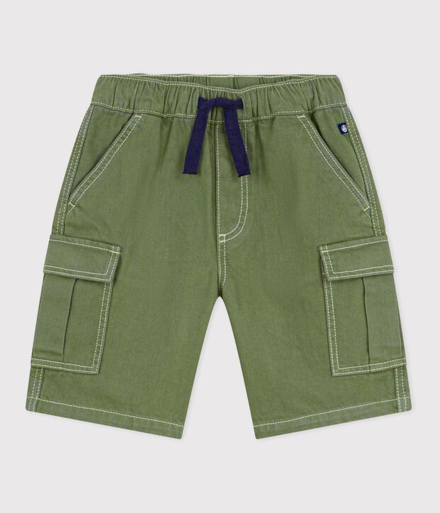 Children's cotton cargo Bermuda shorts OLIVINE