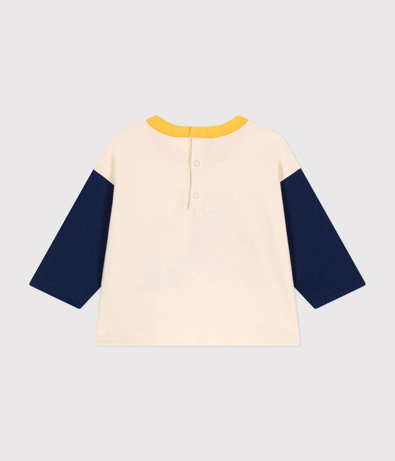 Babies' long-sleeved fine jersey T-shirt AVALANCHE white/MEDIEVAL