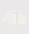 Quilted rib knit cotton cardigan for baby MARSHMALLOW white