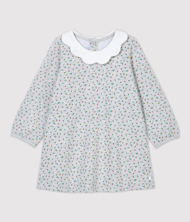 Babies' Fleece Dress BELUGA grey/MULTICO white