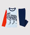 Boys' Wolf Motif Cotton Pyjamas MEDIEVAL blue/MULTICO white