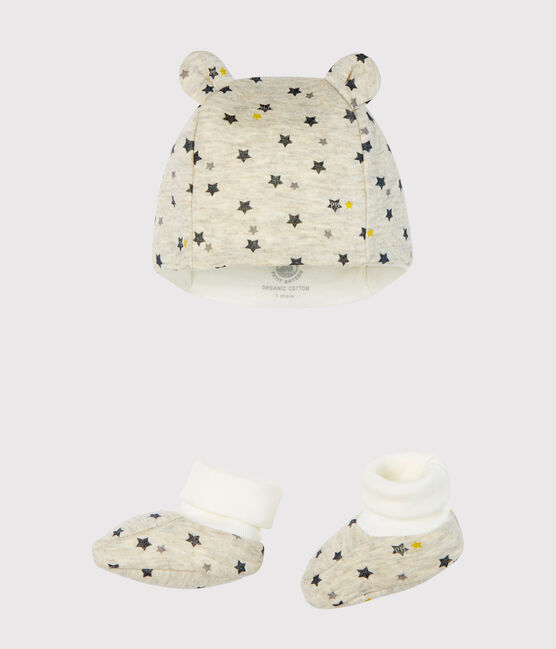 Baby Boys' Bonnet and Bootees Set in Wool and Cotton variante 1