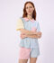 Women's striped cotton button-front pyjama shorts white/multicolor