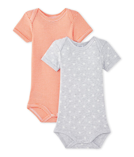 Set of 2 baby boys' short-sleeved bodysuits LOT white