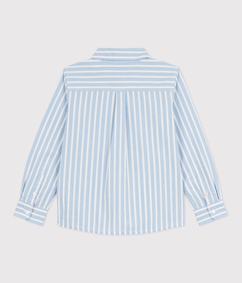 Children's long-sleeved stripy cotton shirt blue/white