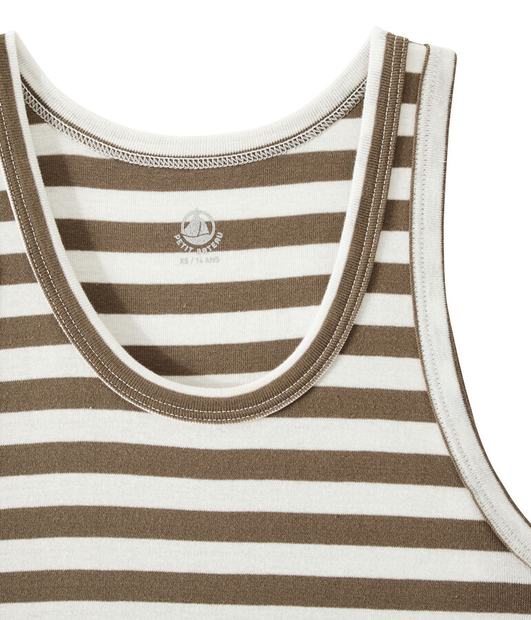 Women's vest top in heritage striped rib brown/white