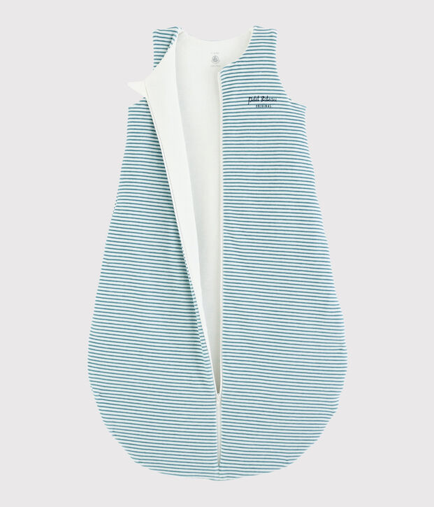 Babies' Stripy Ribbed Sleeping Bag white/blue