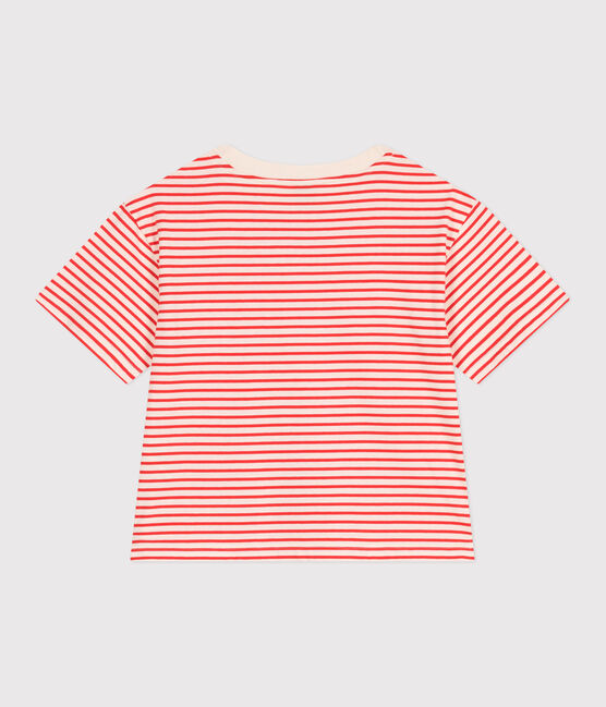 The Boxy stripy cotton T-Shirt for women AVALANCHE red/SPICY