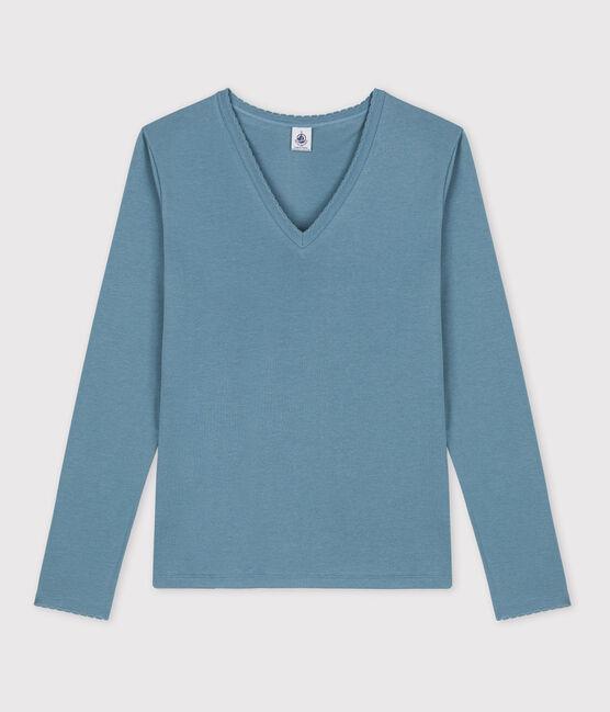 Women's Iconic Organic Cotton T-Shirt With Decorative Stitching ROVER blue