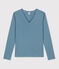 Women's Iconic Organic Cotton T-Shirt With Decorative Stitching ROVER blue
