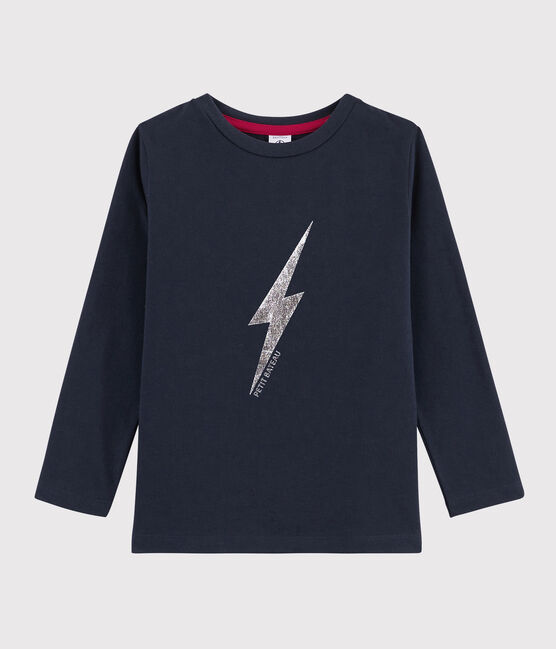 Boys Silkscreen Print T-shirt SMOKING blue