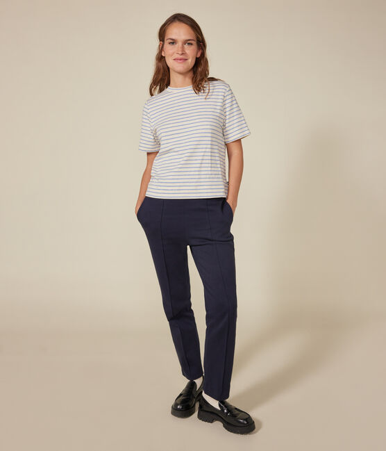 Women's Boxy tube knit T-shirt AVALANCHE white/SKY CHINE