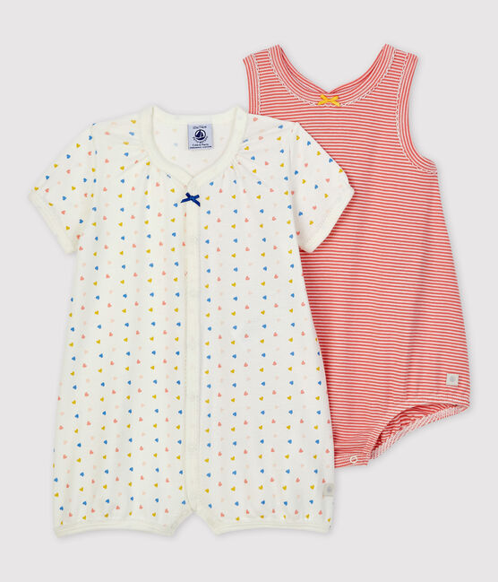Babies' Heart Patterned Organic Cotton Playsuit - 2-Pack variante 1