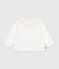 Babies' long-sleeved plain cotton T-Shirt white
