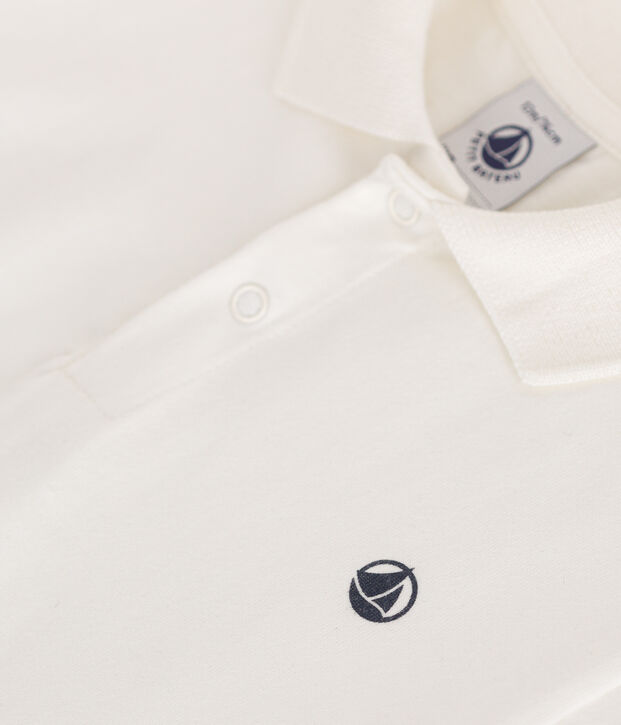 Babies' Short-Sleeved Cotton Polo Shirt white