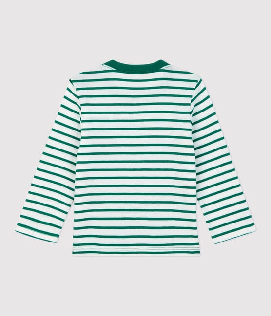 Babies' Striped Cotton T-Shirt MARSHMALLOW white/PIVERT