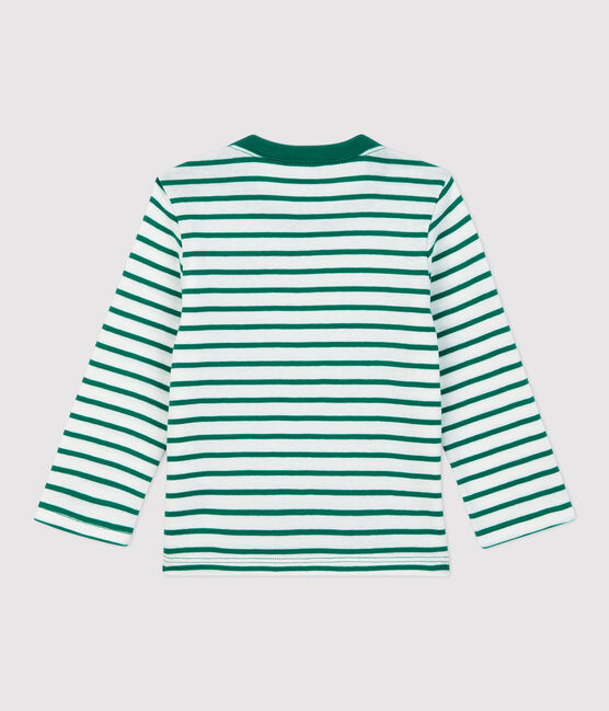 Babies' Striped Cotton T-Shirt MARSHMALLOW white/PIVERT