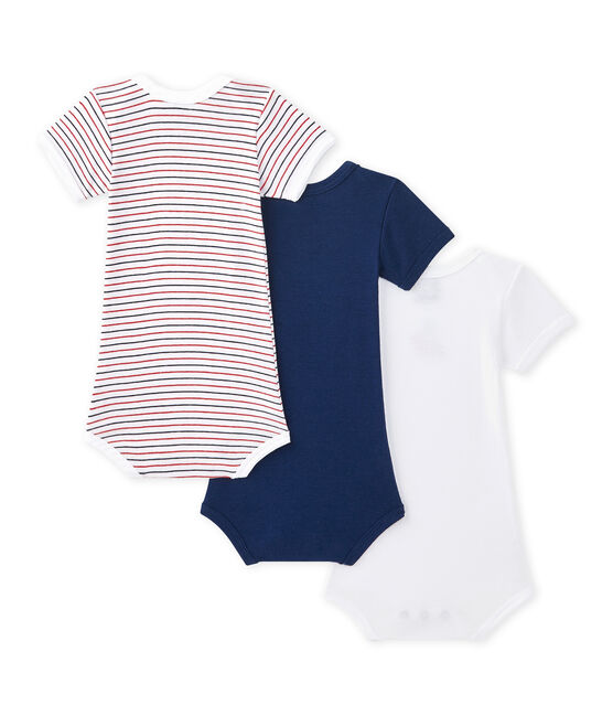 Set of 3 baby boys' short-sleeved bodysuits LOT white