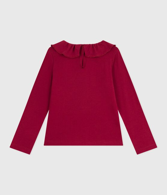 Children's long-sleeved plain cotton T-shirt AMARANTE