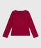 Children's long-sleeved plain cotton T-shirt AMARANTE