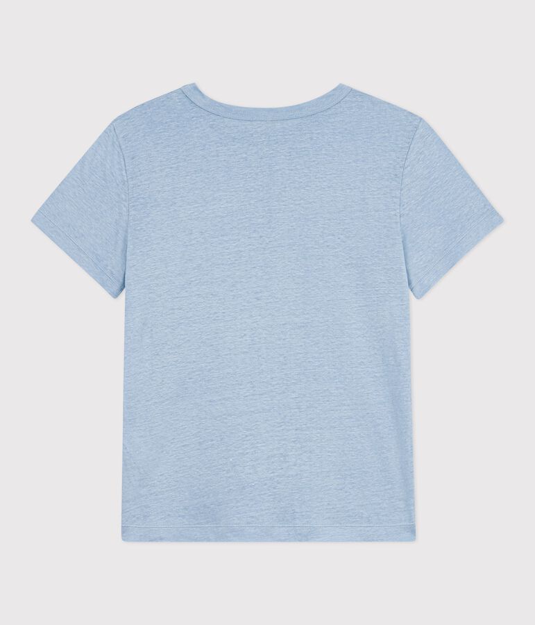 Women's short-sleeved plain cotton T-shirt blue