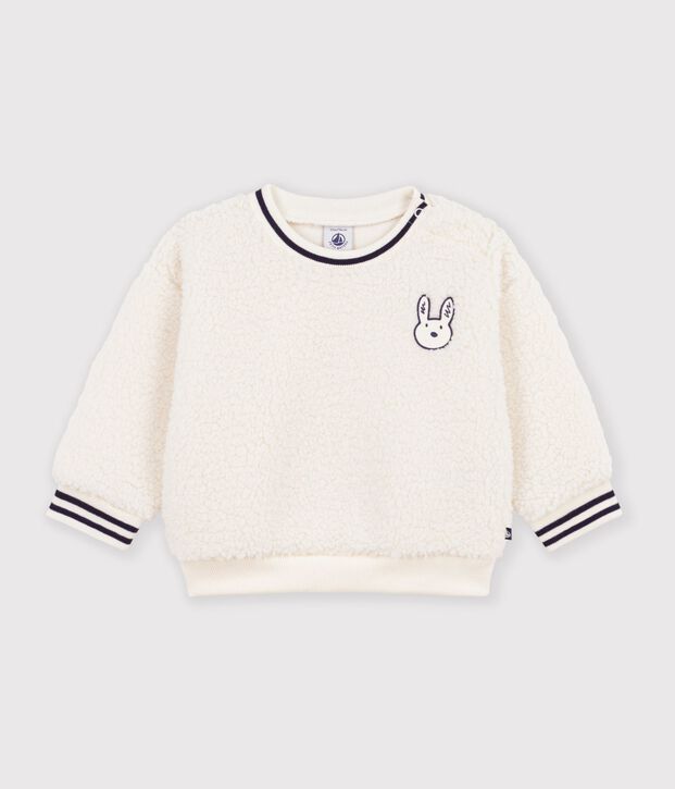 Babies' plain sherpa fleece MILK