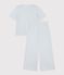 Women's wide-leg stripy cotton pyjamas grey/white