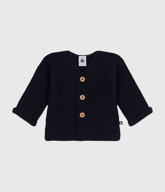Babies' Moss Stitch Knit Cardigan SMOKING blue