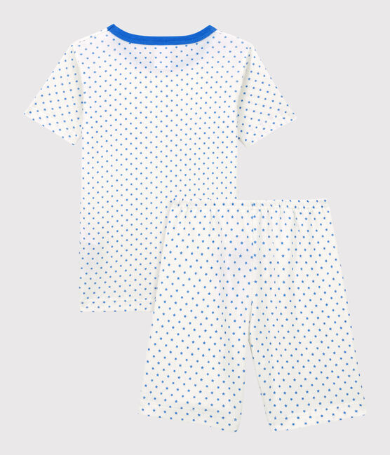 Boys' Blue Star Organic Cotton Short Pyjamas MARSHMALLOW white/BRASIER blue