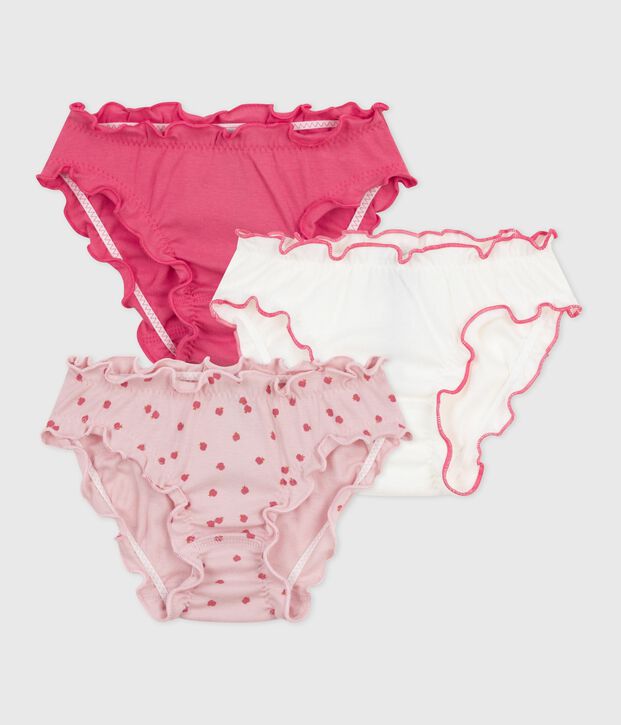 Pack of children's frilly apple-print cotton pants multicolor