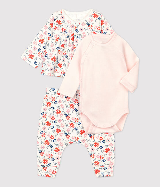 Baby Girls' Floral Organic Cotton Clothing - 3-Pack MARSHMALLOW white/MULTICO white