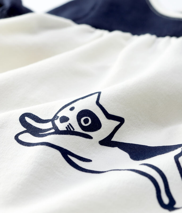 Babies' Fleece Dress MARSHMALLOW white/SMOKING blue