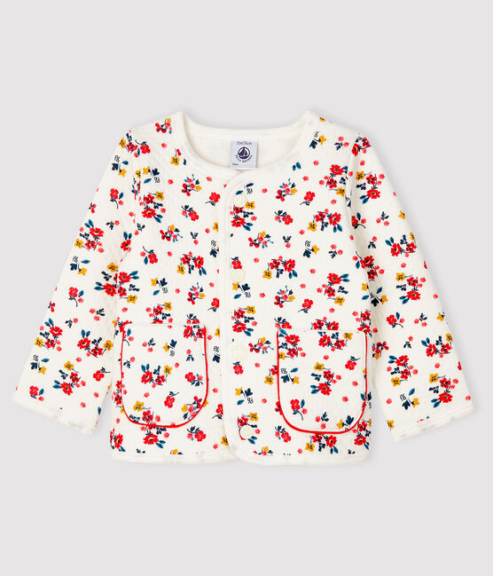 Baby girl's tubular knit cardigan MARSHMALLOW white/MULTICO white