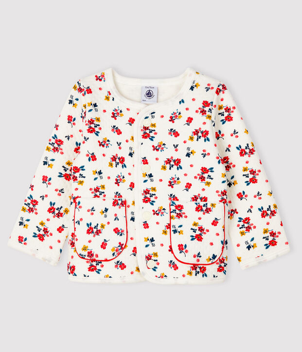 Baby girl's tubular knit cardigan white/multicolor