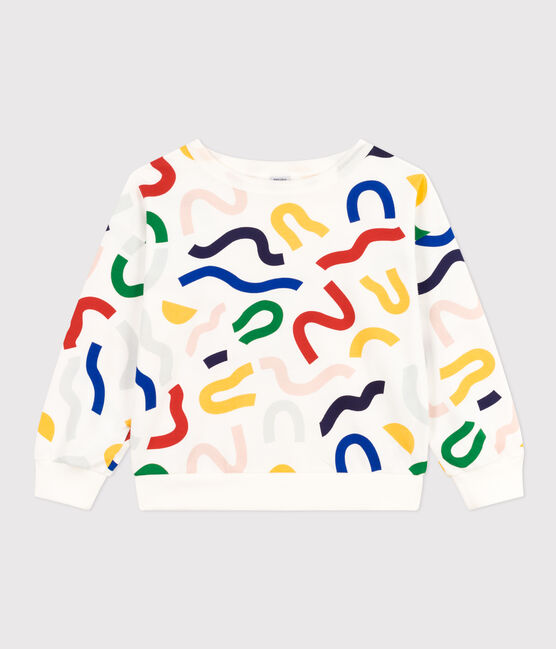Boys' & Children's Lightweight Printed Fleece Sweatshirt MARSHMALLOW white/MULTICO white