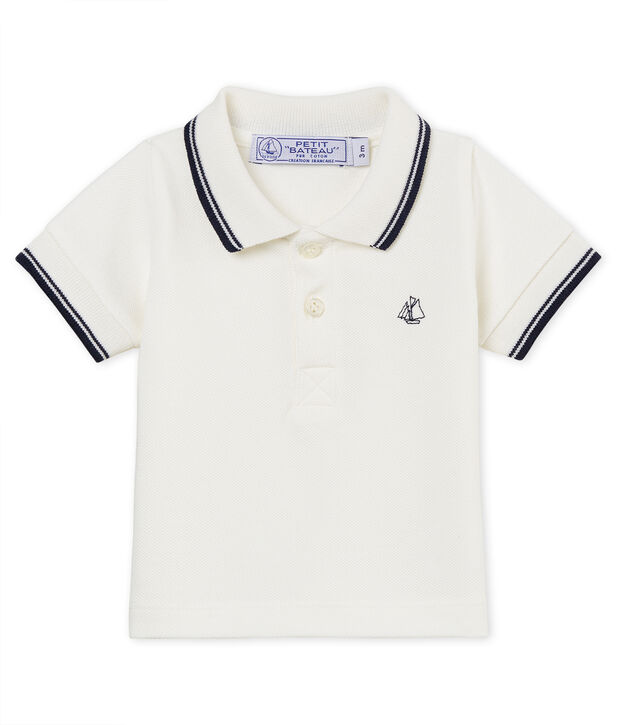 Baby boys' plain piqu&eacute; polo shirt white