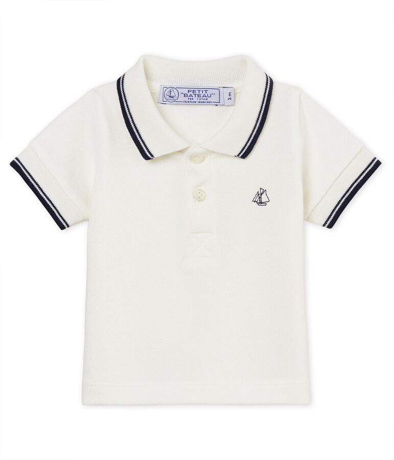 Baby boys' plain piqu&eacute; polo shirt white