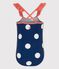 Girls' One-Piece Spotted Swimsuit MEDIEVAL blue/MARSHMALLOW white