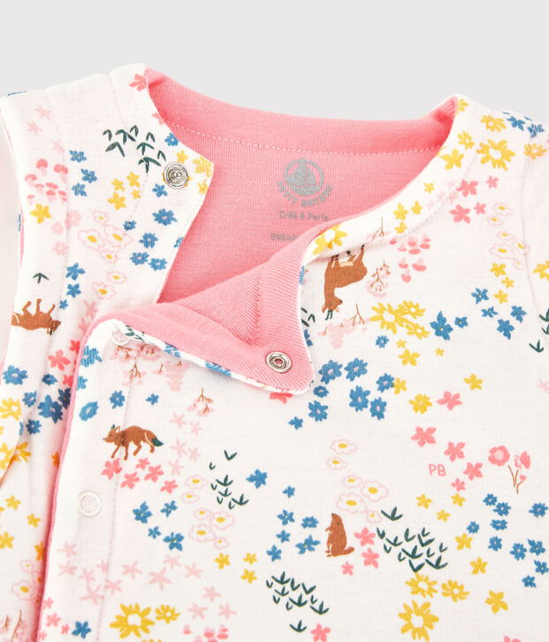 Baby Girls' Reversible Padded Organic Cotton Cardigan white/multicolor