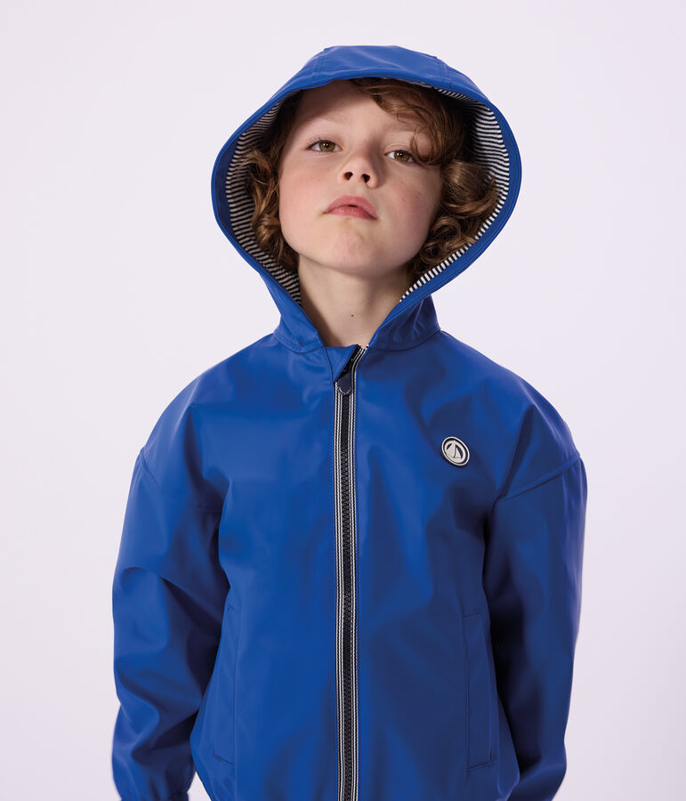 Children's jacket in plain PU blue