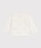 Babies' cotton cardigan with a heart pattern MARSHMALLOW white