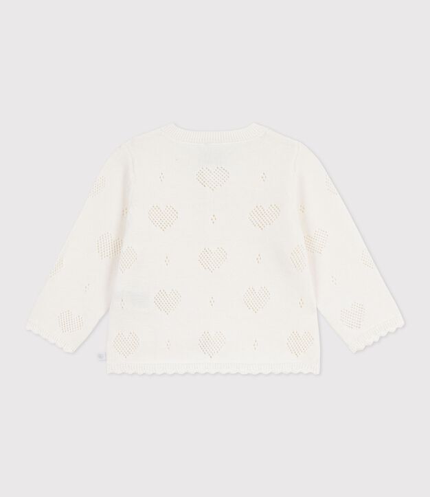 Babies' cotton cardigan with a heart pattern white