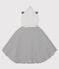 Babies' Stripy Organic Cotton Hooded Cape MARSHMALLOW white/SMOKING blue