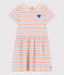 Children's short-sleeved stripy cotton dress with a heart badge AVALANCHE white/MULTICO
