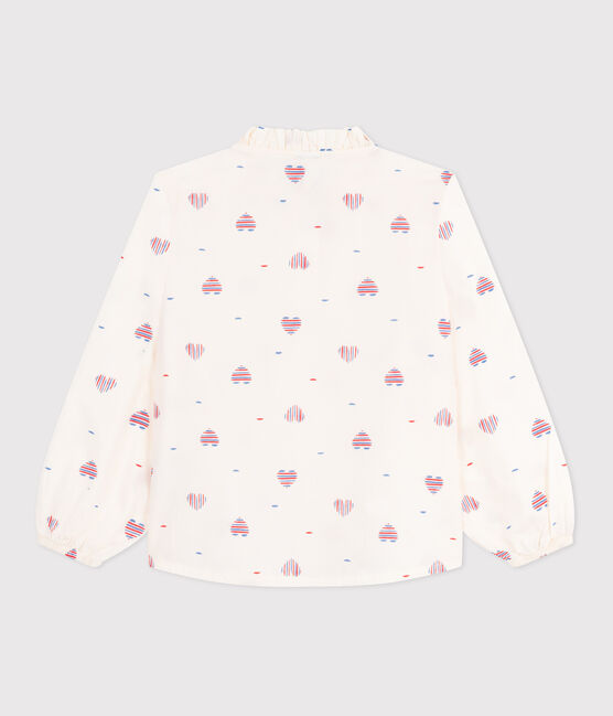 Children's long-sleeved heart-pattern cotton blouse AVALANCHE white/MULTICO