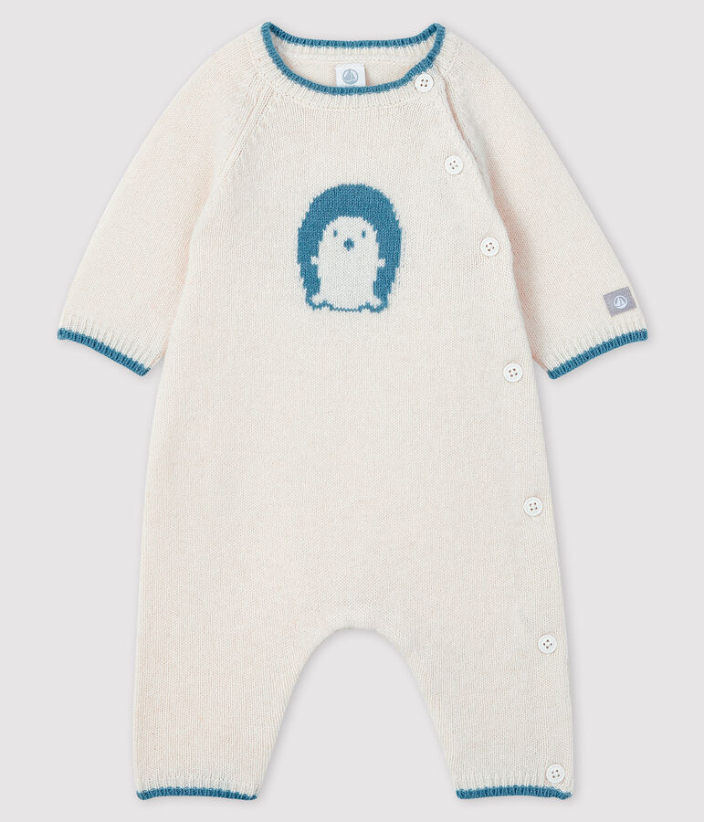 Babies' Patterned Weave Knit Jumpsuit MARSHMALLOW white